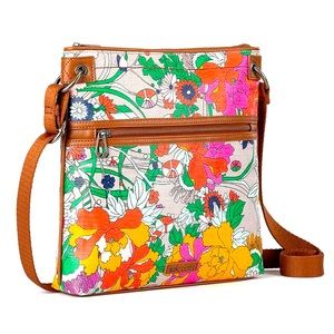 Lilac Flower Power Flat Crossbody Bag
